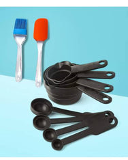 Kitchen Tools Combo of Silicone Busting Brush, Spatula and 8  PCs Baking Measuring Cups and Spoons Set