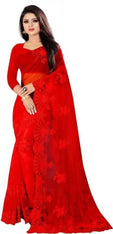 96NU FASHION Woman's Embroidered Fashion Bollywood Net Saree