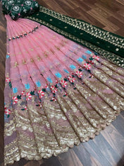 Beautiful Pink Net Embroidered Lehenga Choli