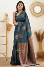 Bonanzas Womens Kanjivaram Soft Lichi Silk Saree With Blouse Piece