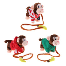 Electric Leash Pets Walk Along Toy Stuffed Plush Monkey for Toddlers Kids, Realistic Dancing & Walking Actions with Music #A