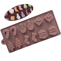Christmas Series Silicone Chocolate Mold For Ice Tray Pudding Bread Cookies Dessert Santa Sock Tree Baking Pan Decorating Tools