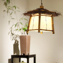 Bamboo and rattan chandelier