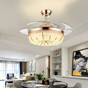 LED Pumpkin Frequency Conversion Ceiling Fan Light In Dining Room Bedroom