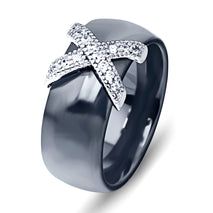 Black White Stainless Steel Ring