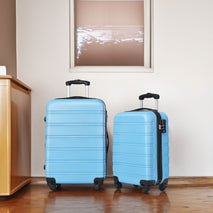 Luggage Sets of 2 Piece Carry on Suitcase Airline Approved,Hard Case Expandable Spinner Wheels   Light Blue + ABS