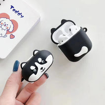 Huskie Dog for Airpods Case for Charging Box Wireless Earphone Cover Case Silicone Headphone Protective Cover Case for AirPods 2