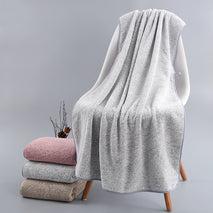 Bamboo Charcoal Solid Color Household Daily Bath Towel Adult Coral Fleece Fiber