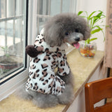Trendy Retail Soft Comfortable White with Chocolate Leopard Design Hooded Jumpsuit for Pet Dog Clothing Supplies -XXL