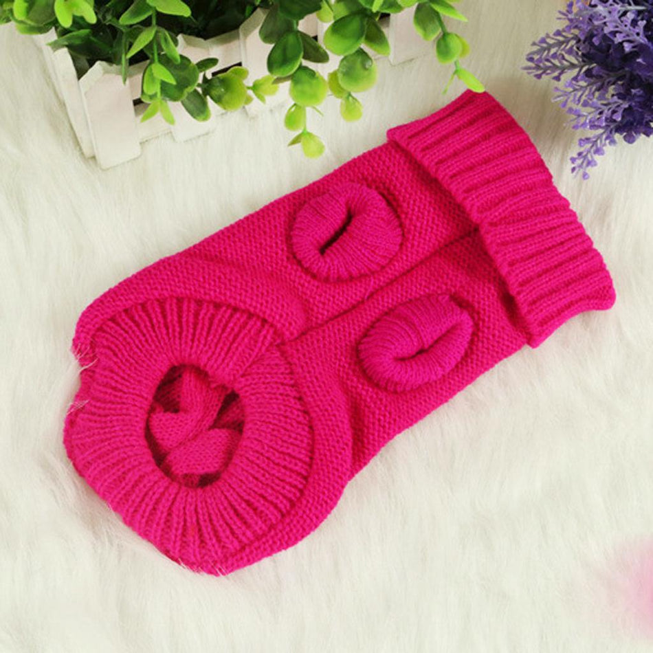 Trendy Retail Dog Puppy Warm Winter Knitted Fashionable Soft Durable Sweater Clothes Apparel Costume Outfit Pet Supplies 8# Rose Red