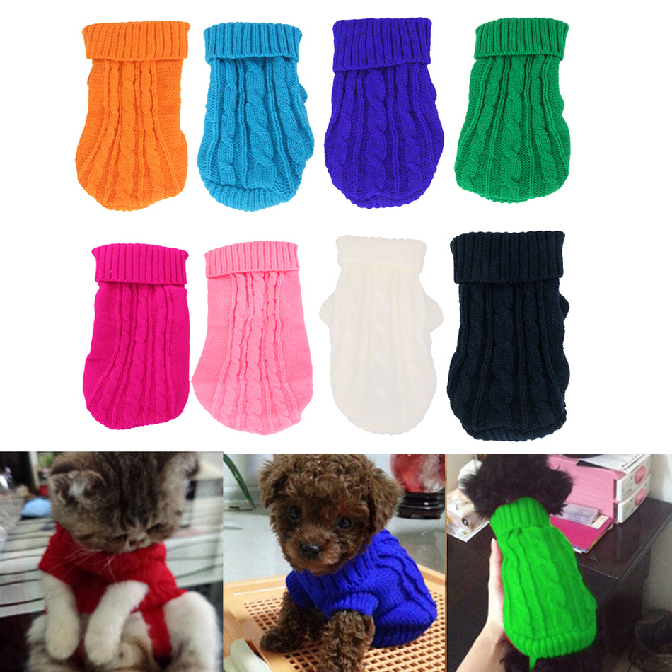 Trendy Retail Dog Puppy Warm Winter Knitted Fashionable Soft Durable Sweater Clothes Apparel Costume Outfit Pet Supplies 4# White