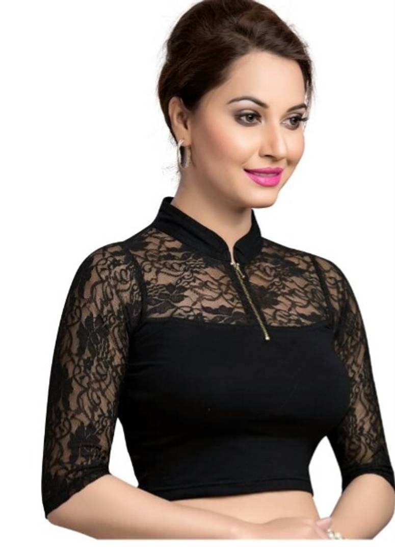 a stylish readymade blouse in net sleeves.....