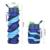 Foldable Water Bottle Leakproof Fold Silicone Cute Water Bottles Kids Cup with Straw