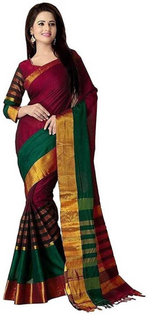 Multicolored Cotton Silk Woven  Sarees with Blouse
