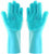 Silicone Dishwashing Gloves - Reusable & Heat Resistant Cleaning Rubber Mittens with Scrubber for Washing Dishes, Fruits, Vegetables