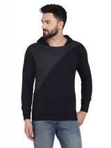 Men's Black Cotton Blend Hoodie with Cross Styling