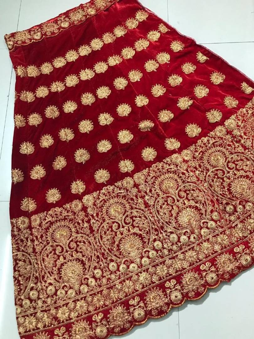 Latest Attractive Velvet Embroidered Semi Stitched Lehenga Choli