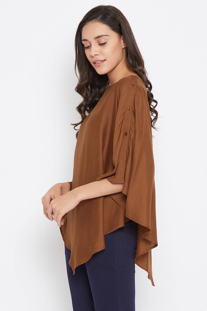 Women's Maternity Solid Feeding Cape in Coffee colour - Rayon