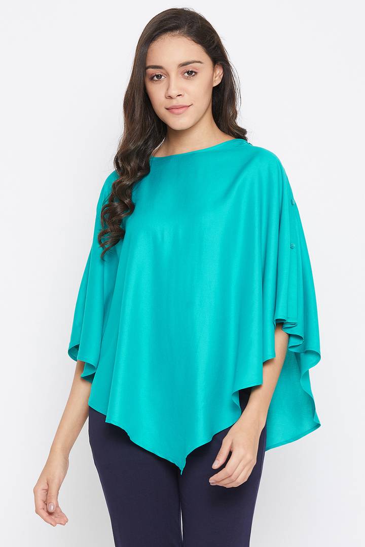 Women's Maternity Solid Feeding Cape in Turquoise - Rayon