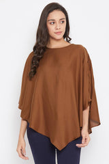 Women's Maternity Solid Feeding Cape in Coffee colour - Rayon