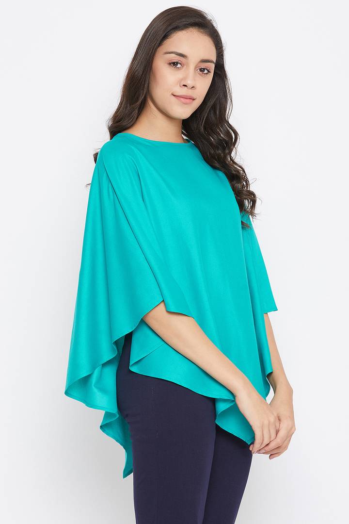 Women's Maternity Solid Feeding Cape in Turquoise - Rayon