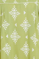 Stylish Green Cotton Geometric Print Maternity Nighty For Women