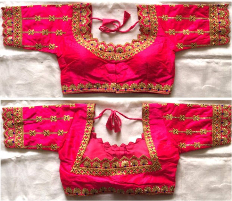 Latest Beautiful Silk Blend Zari Embroidered Stitched Blouse