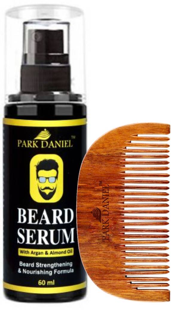 Combo Pack of Beard Growth Serum 60 ml And Handcrafted Wooden Beard Comb