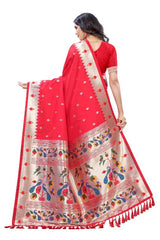 Womens Silk Paithani Saree With Unstitched Blouse Piece