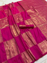 Womens Banarasi Silk Saree With Unstitched Blouse Piece