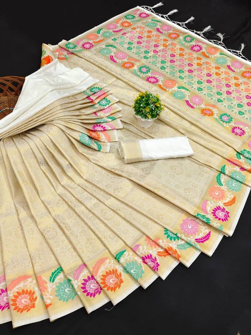 Womens Silk Saree with unstitched blouse piece