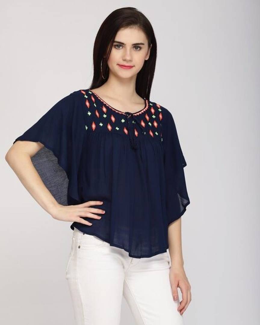 Elite Rayon Embroidered Tops For Women And Girls