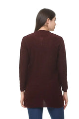 Clapton Acrylic Blend Round Neck Full Sleeve Casual Solid Winter Wear Cardigans For Women Maroon