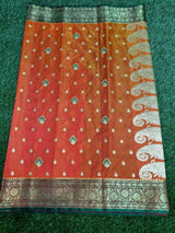 Beautiful Satin Embroidered Saree with Blouse piece