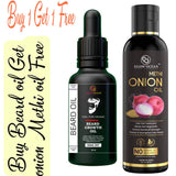 New And Advanced Ayurveda Beard Growth Oil And Onion Hair Oil Combo Pack Of 2