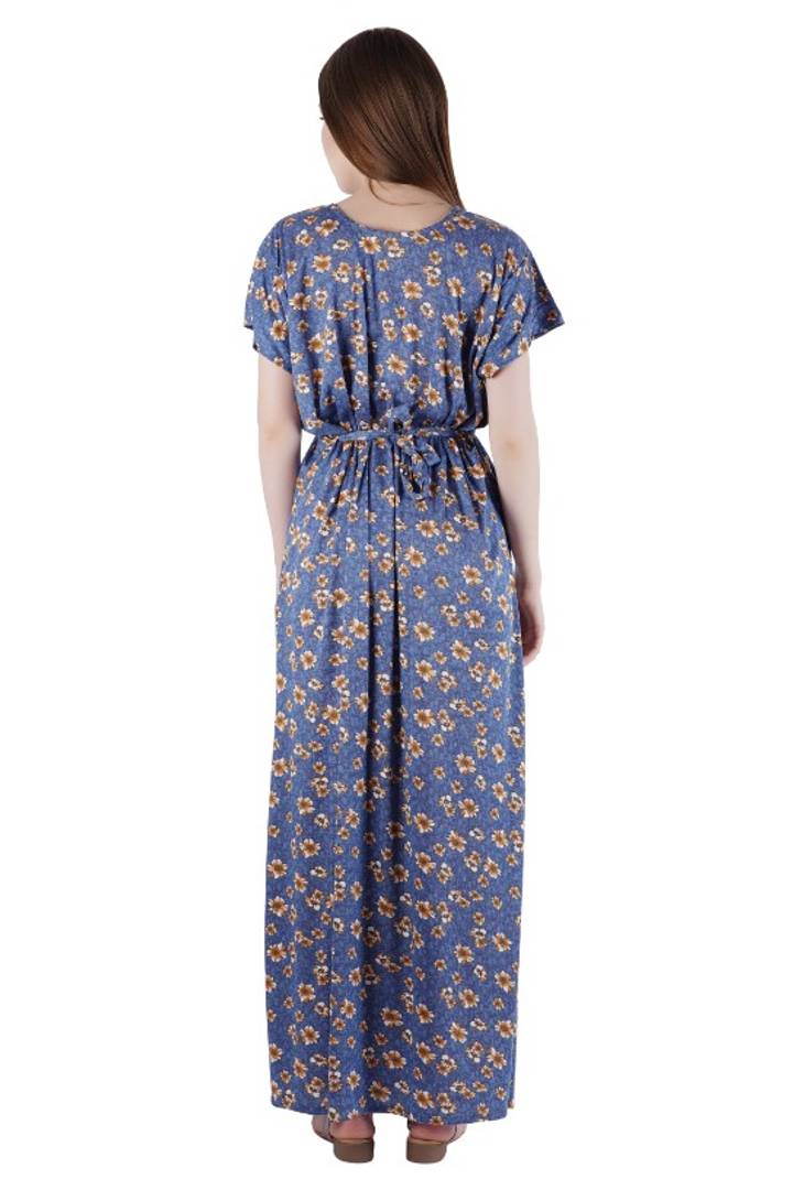 REN STAR Womens Hosiery Cotton Floral Print, Nursing, Feeding, Maternity Nighty - Zip Opening at Bust - Before and After Baby Multipurpose Night Dress