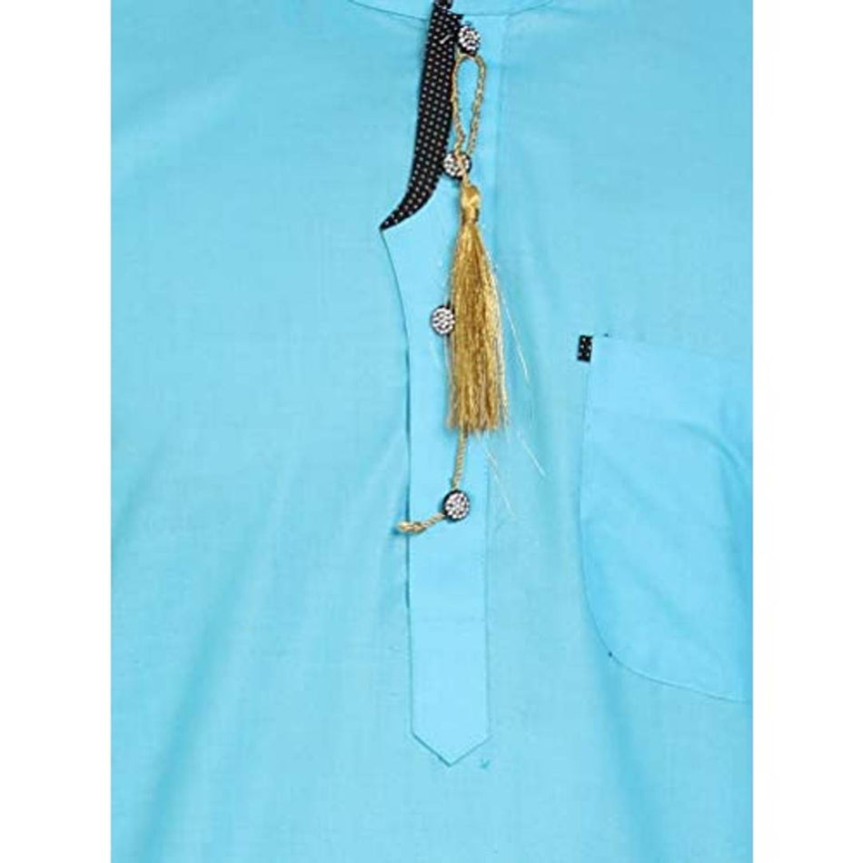 SKAVIJ Men's Cotton Regular Kurta Pajama Ethnic Wear Dress Set Turquoise_X-Large
