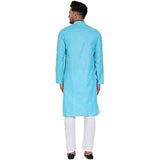 SKAVIJ Men's Cotton Regular Kurta Pajama Ethnic Wear Dress Set Turquoise_X-Large