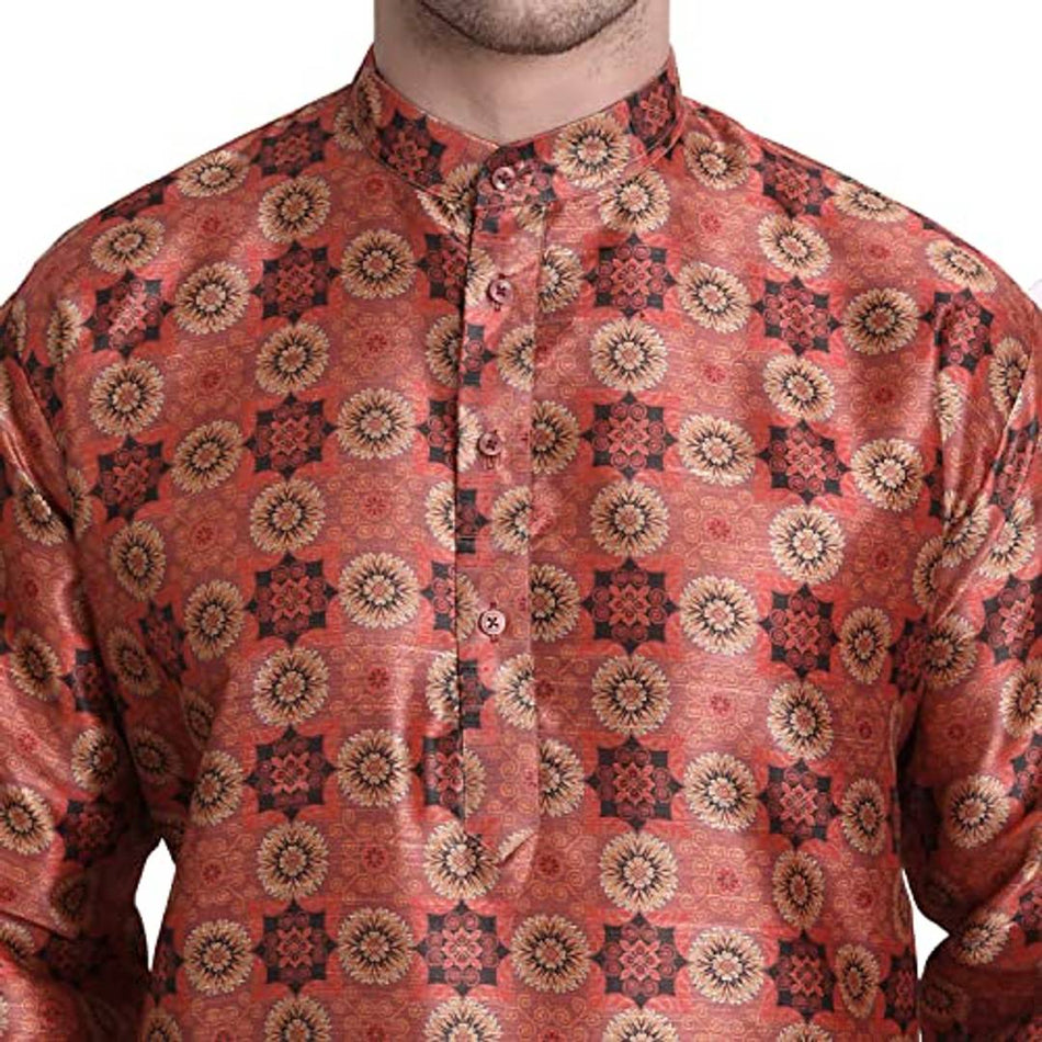 SKAVIJ Men's Art Silk Ethnic Wear Kurta Pajama Dress Set