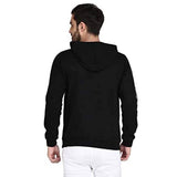 RIGO Black Fleece with Stripe Tape Patch On Sleeve Hooded Sweatshirt-Full