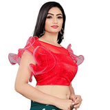 ALOFF EXPORTS Women's V Neck Georgette Padded Sleevless Blouse (Red)
