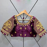 YAZU LIFESTYLE Women's u Neck Readymade Stitched Saree Blouse (Free Size) (Purple)