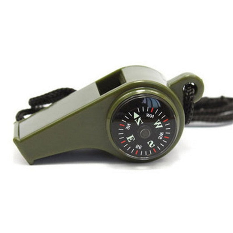 Three-in-one outdoor survival whistle