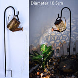 Enchanted Watering Can Outdoor Solar Watering Can Ornament Lamp Garden Art Light Decoration Hollow-out Iron Shower LED Lights
