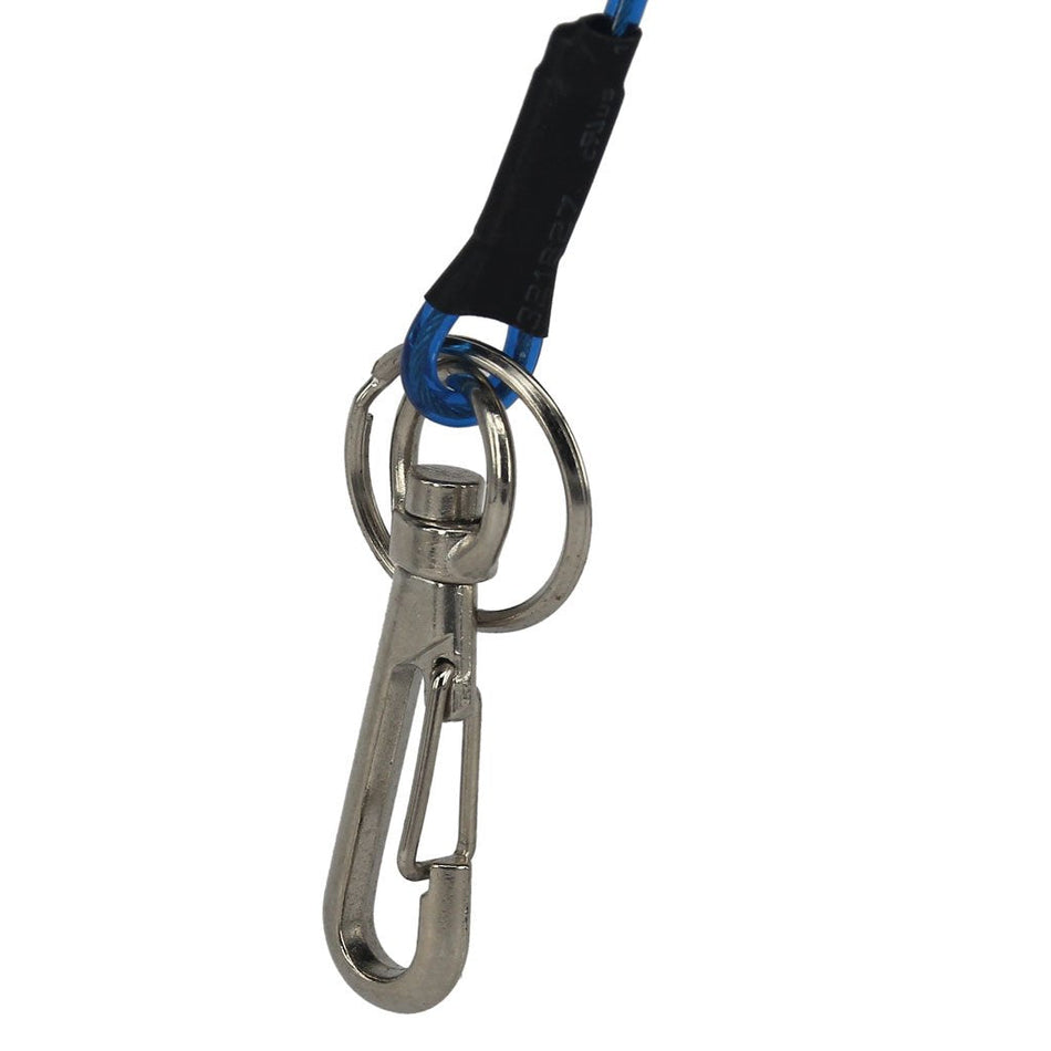 Trendy Retail Retractable Coiled Fishing Lanyard Steel Wire Pier Rope Tether Blue