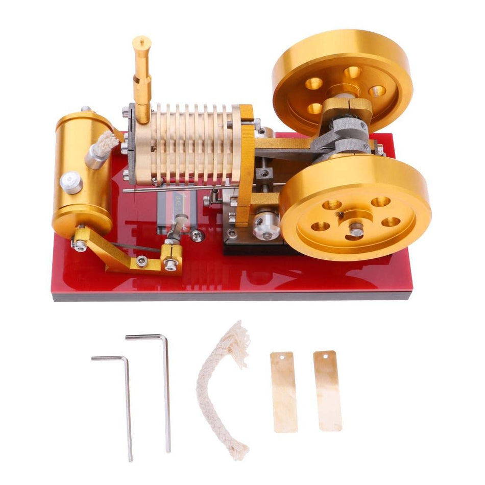 Hot Air Stirling Engine Model, Flame Licker Eater Heat Engine Build Kits, Double-flywheel, Educational Toy Electricity Generator