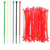 100pcs 1.9x100mm Nylon Wrap Cable Loop Ties Fasten Wire Self-Locking -Red