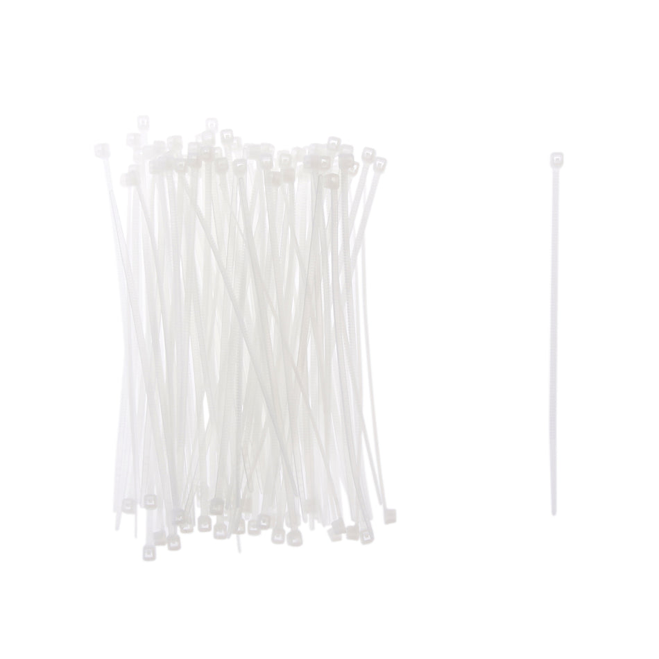 100pcs 1.9x150mm Nylon Wrap Cable Loop Ties Fasten Wire Self-Locking -White