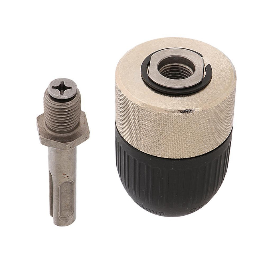 Automatic Lock 13MM Keyless Drill Chuck Round Shank With Adaptor Driller Fit