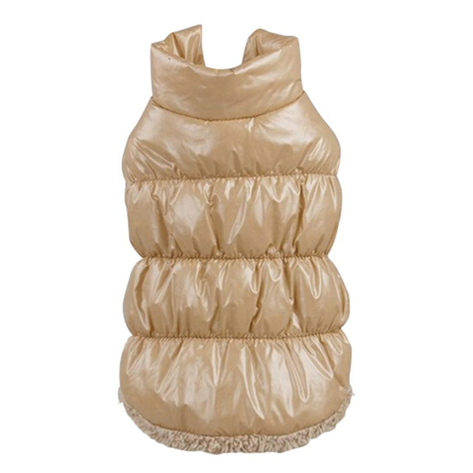 Trendy Retail Pet Dog Puppy Cat Clothing Supplies Winter Warm Padded Coat Down Jacket Vest Apparel Outfit Beige XS